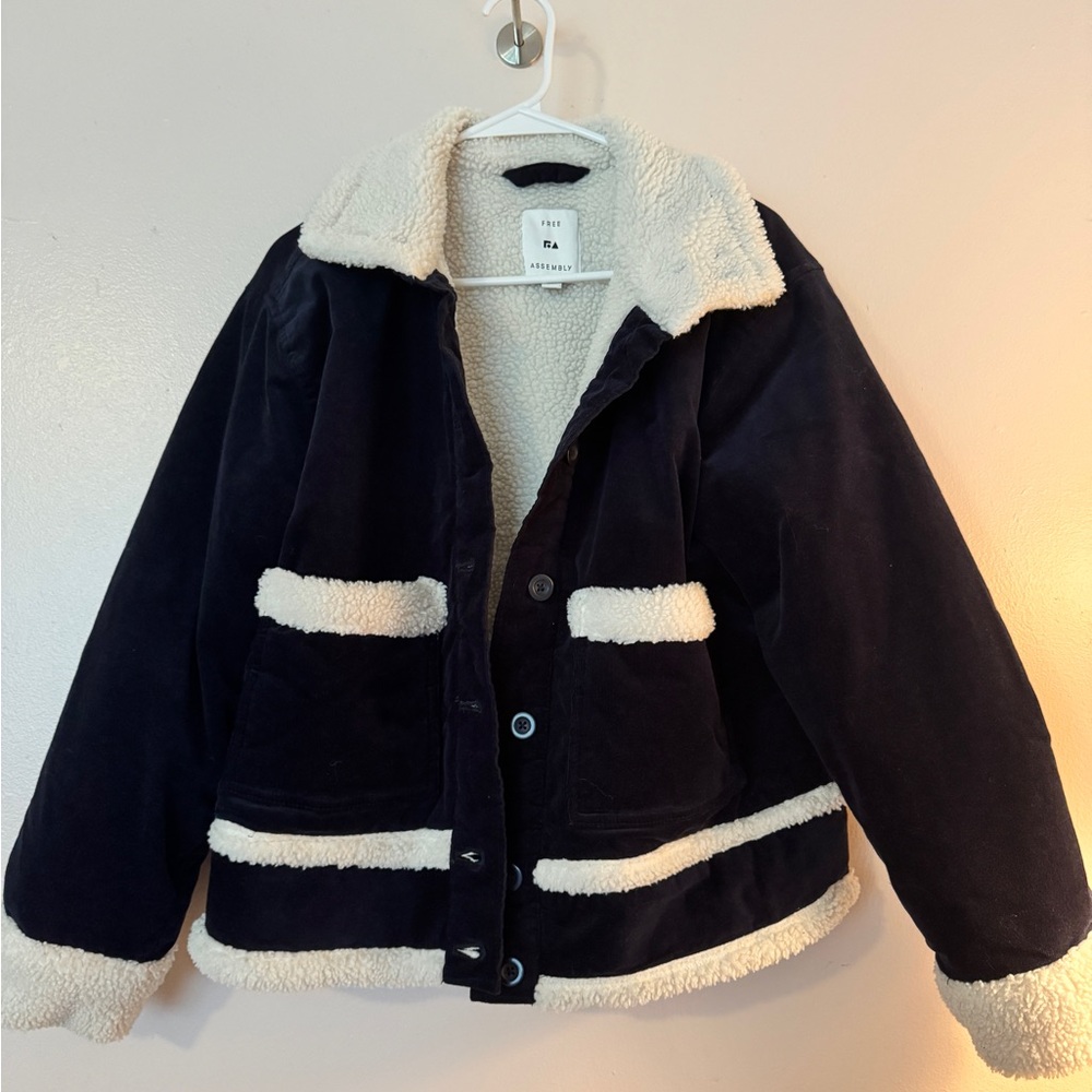 Free People Black Sherpa-Trim Jacket